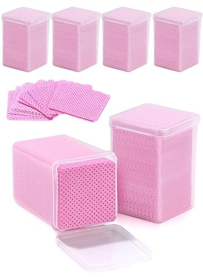 TEOYALL Lint Free Nail Wipes 1200 PCS NonWoven Fabric Nail Cleaning Pads Pink Lash Extensions Glue Cleaning Wipes Nail Salon Supplies 1200 PCS