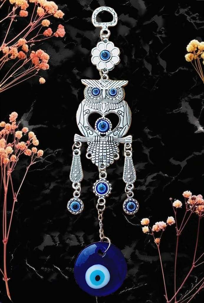 ARTISKRITI Owl Evil Eye Hanging Nazar Suraksha Nazar Battu for Home Entrance Door, Wall Hanging for Good Luck, Protection and Prosperity