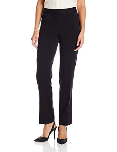 Rafaella Women's Curvy Gabardine Slim Leg Dress Pant with Pockets, Two-Way Stretch, Soft Work Slacks, 30" & 32" Inseam, Black, 6