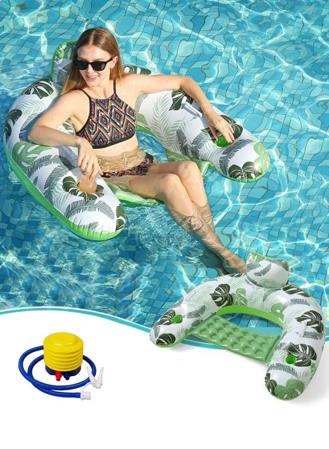 Inflatable Pool Floats Adult, Pool Chairs with Cup Holders, Blow up Floating Pool Floats Chair, Portable Inflatable Recliner, Pool,Pool Floaties for Adults Swimming Pool Party Summer Water Fun