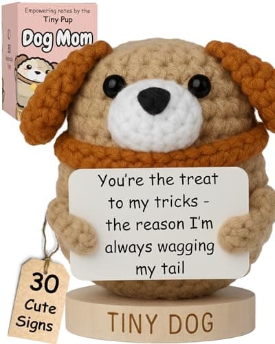 Dog Mom Gifts for Women Tiny Dog Crochet with 30 Cute Signs for Furr Mama Funny Birthday Gift for Pet Lovers Funny Present for Birthday Mothers Day New Puppy Cute Positive Crochet Animal
