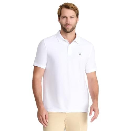 IZOD Men's Advantage Performance Short-Sleeve Polo Shirt, Bright White, X-Large
