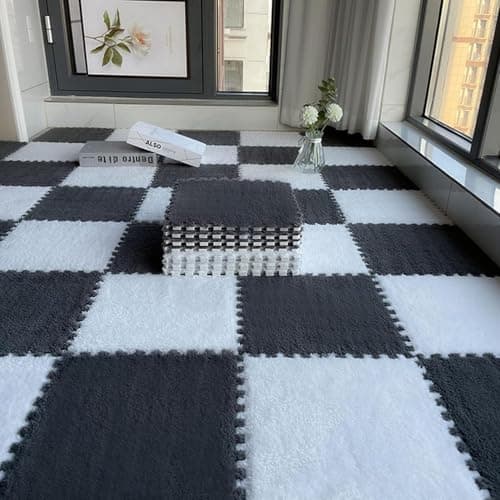 RIGJAK Interlocking Foam Puzzle Mat, Thickened Interlocking Anti Slip Play Carpet Tiles for Children Kids Room Home Parlor Bedroom Decoration (12 Pcs)