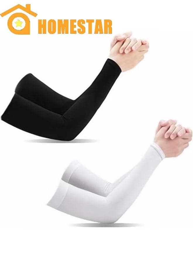 2 Pairs UV Protection Cooling Arm Sleeves, UPF 50 Arm Warmers for Men Women, Youth Arm Support for Cycling, Baseball Basketball, Driving, Arm Compression Sleeves