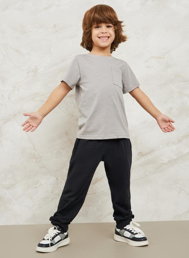 Solid Joggers With Drawstring — 6-7Y
