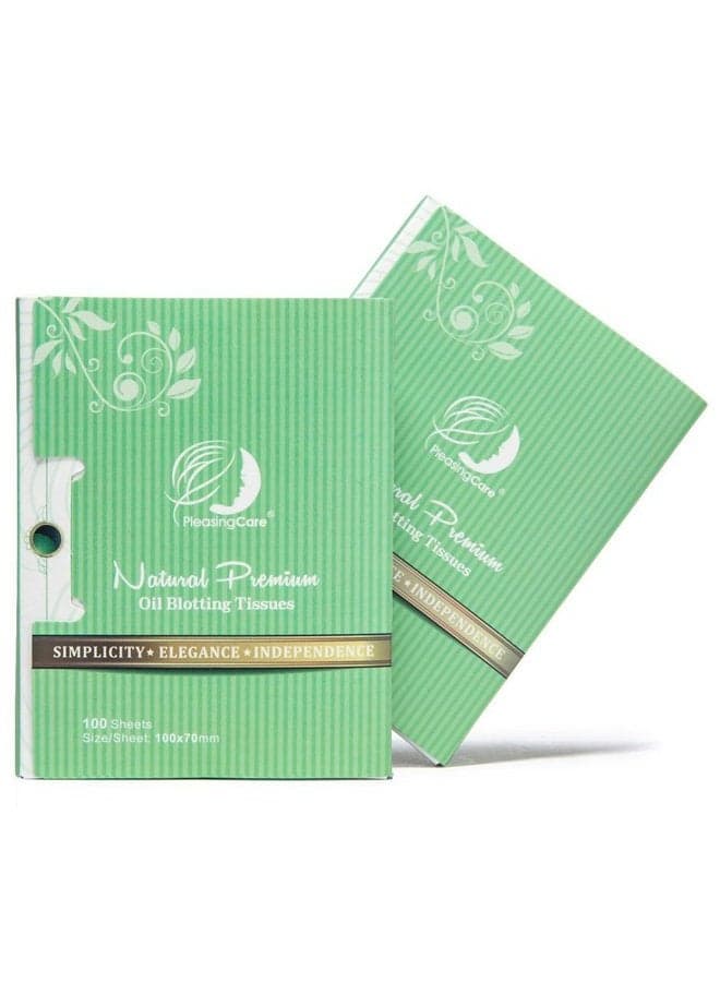 Natural Green Tea Oil Absorbent Handkerchiefs - 200 Pieces in 2 Pack, Premium Facial Oil Paper - Take 1 Piece Each Time Design - Large 10cm Oil-Absorbent Sheets, No Waste and Easy to Carry