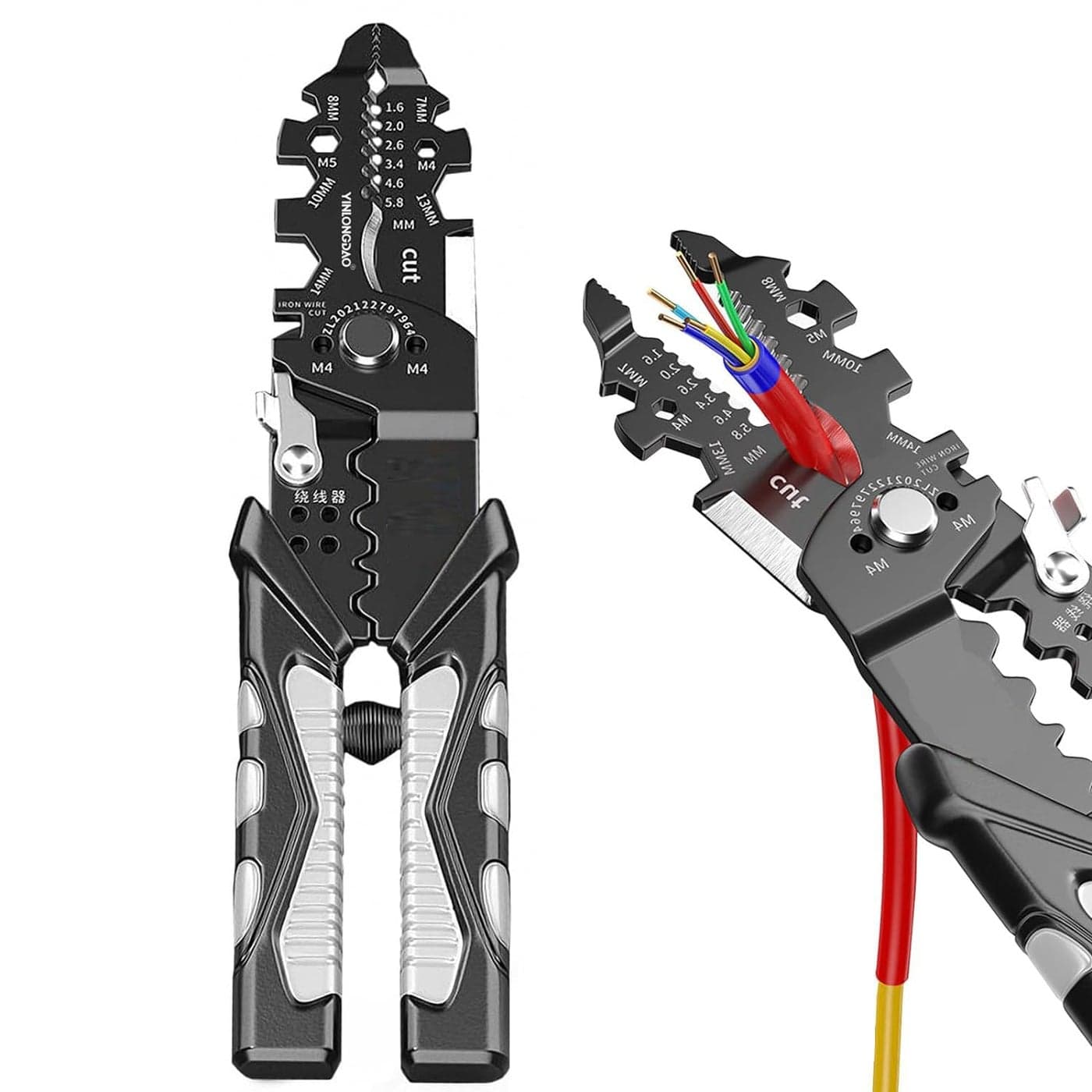 Multifunction 25 in 1 Wire Strippers Electeical 8 inch Wire Crimping Tool Wire Cutter Professional Electrician Pliers Tools and Cable Stripper for Cutting Stripping Shearing