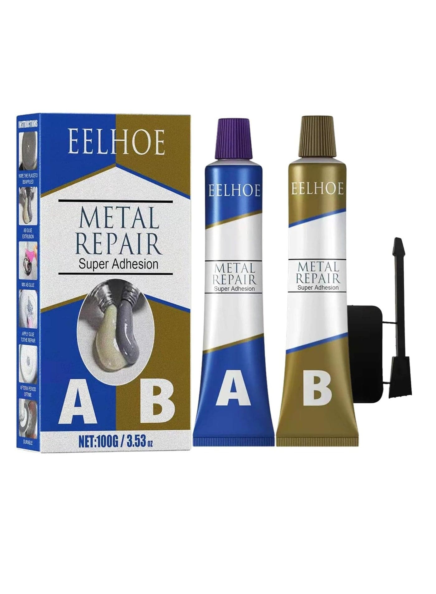 Metal Repair Super Adhesion,A and B Repairing Glue | Industrial Metal Repair Paste, Heat Resistance, Powerful Metal Mending Agent for Casting Steel, Sand Holes