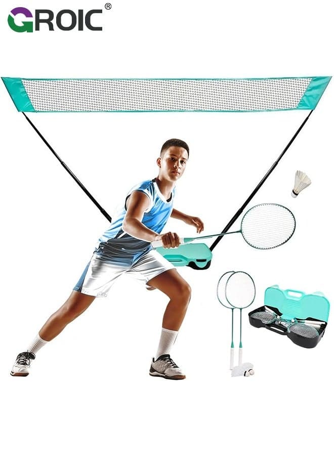 Badminton Net Set with Badminton Net,2 Rackets, 2 Shuttlecocks,Storage Case,Badminton Set for Indoor & Outdoor Games, Backyard Family Fun,Badminton Rackets Set