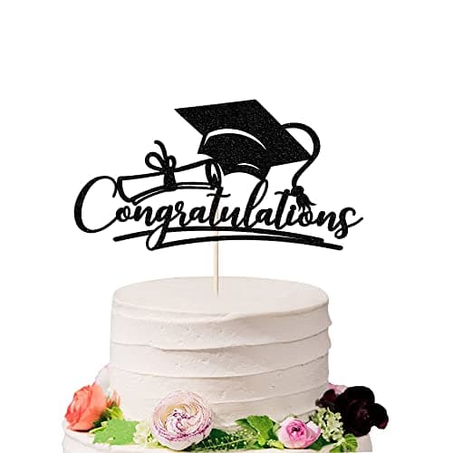 Sodasos Congratulations 2025 Graduation Cake Topper,Congrats Grad Cake Decor - 2025 High School; College;Senior Graduation Party Decorations Supplies (black)