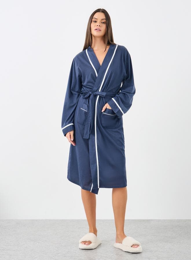 Styli Contrast Piping Pocket Detail Robe