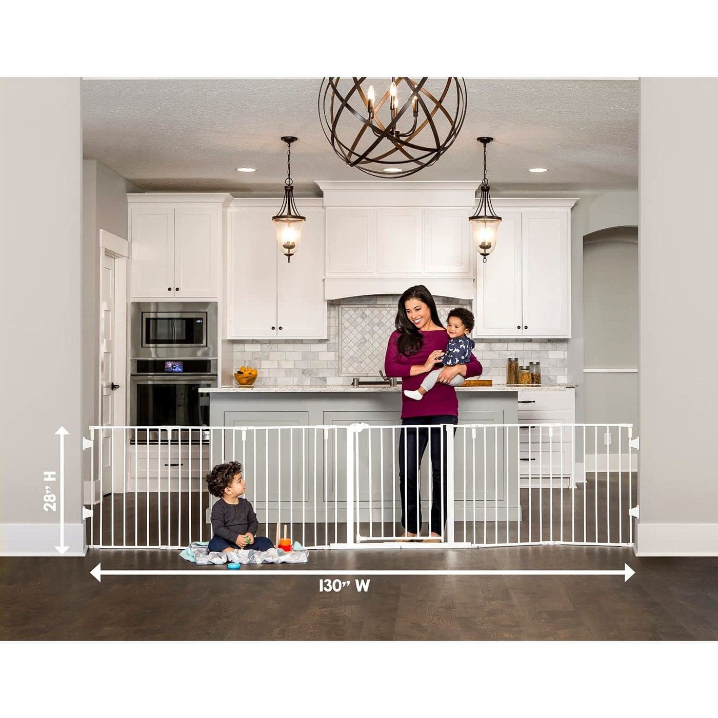 Regalo 130Inch Super Wide Adjustable Baby Gate and Play Yard 2in1 Bonus Kit Includes 4 Pack of Wall MountsPack of 1