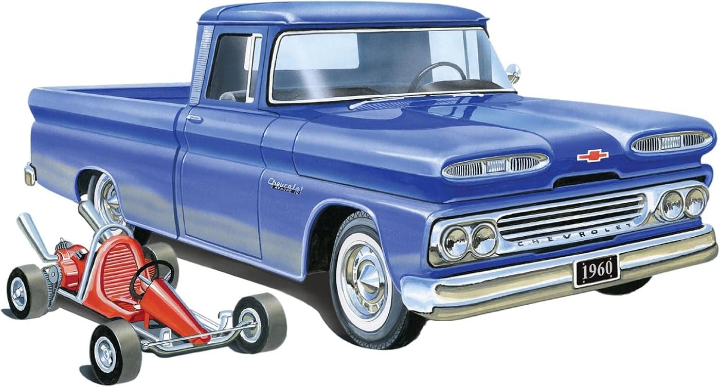 AMT 1960 Chevy Custom Fleetside Pickup with Go Kart 1:25 Scale Model Kit