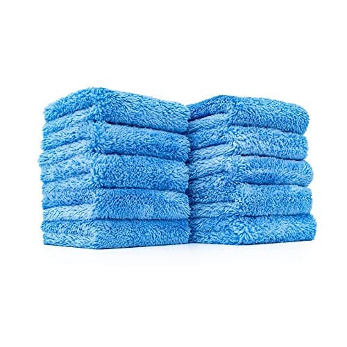 The Rag Company - The Eaglet 500 - Professional Korean 70/30 Blend; Super Plush Microfiber Detailing Towels; Perfect for Wheels, Mirrors, and More; 500GSM; 8inx8in, Blue (10-Pack)