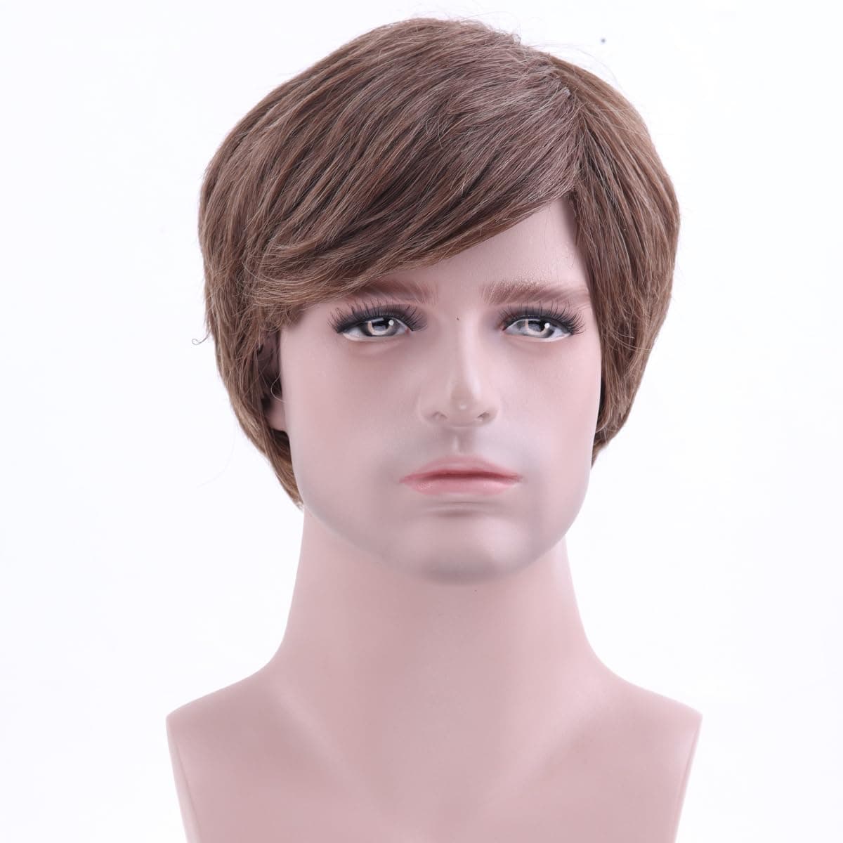 MAGQOO Mens Brown Wig Short Brown Wigs for Men Short Straight Brown Wig Boy Male Brown Wig Cosplay Costume Wig Synthetic Heat Resistant