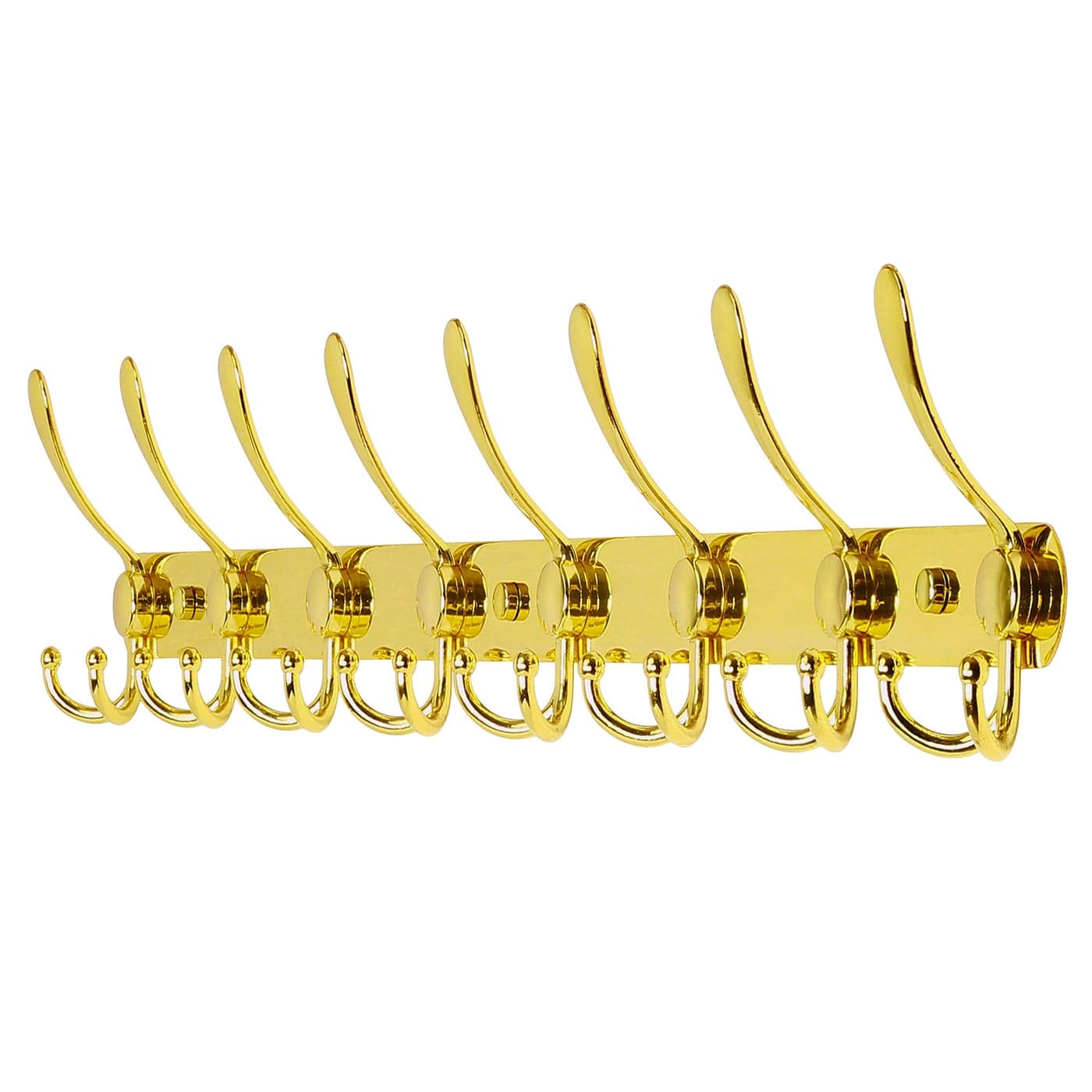 Dseap Coat Rack Wall Mount 295 Long 8TriHooks Heavy Duty Coat Hanger Rail Wall Hooks for Hanging Coats Hats Clothing Clothes Purse Mudroom Entryway Gold