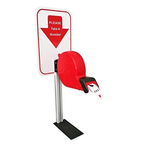 TakeANumber System Ticket Dispenser with Counter Stand and 1 Roll Queue Tape Paper 3 Digits 2000 Tickets for Queue Call System