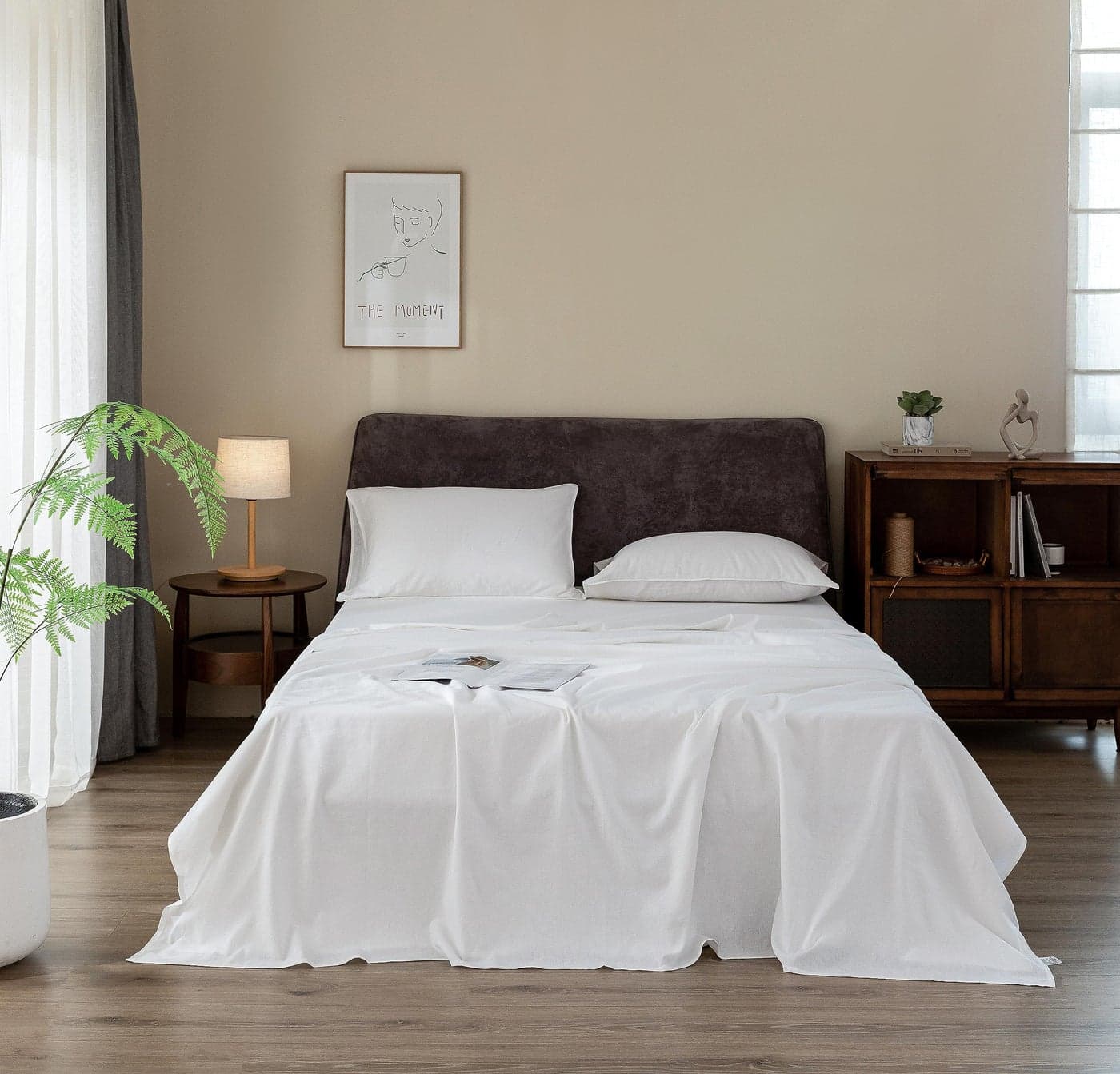 EVERLY Linen Sheets Set Full Size100 French Stonewash Pure Linen Bed Sheets4Pieces 1Flat Sheet1Fitted Sheet2Pillowcase Suitable for Hot SleepersDeep Pocket Natural Bedding SetWhite