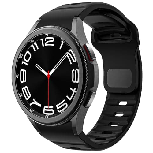 Rugged No Gap Band Compatible with Samsung Galaxy Watch 7 FE 4 5 6 Band 44mm 40mm/Galaxy Watch 6 Classic Bands 47mm 43mm/Watch 5 Pro 45mm/4 Classic 46mm 42mm, Silicone Replacement Sport Strap for Men