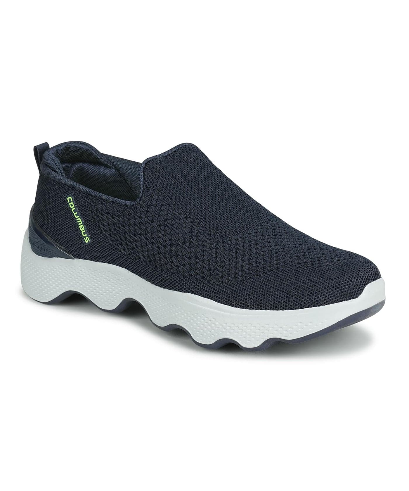 Columbus MASSAGER-01 Sports Shoes - Running Shoes|Walking Shoes| Training & Gym Shoe | Outdoors Shoe for Men (Navy & Fluorescent Green),UK-8