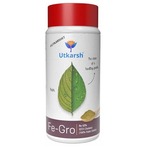 Utkarsh Iron - 12% EDTA Chelated for Plants, 100% Water Soluble Fertilizers, Micronutrients for Vegetables, Fruits, Flowers & Home Garden, Correct Iron Deficiency | FeGro (250 gm; Pack of 1)