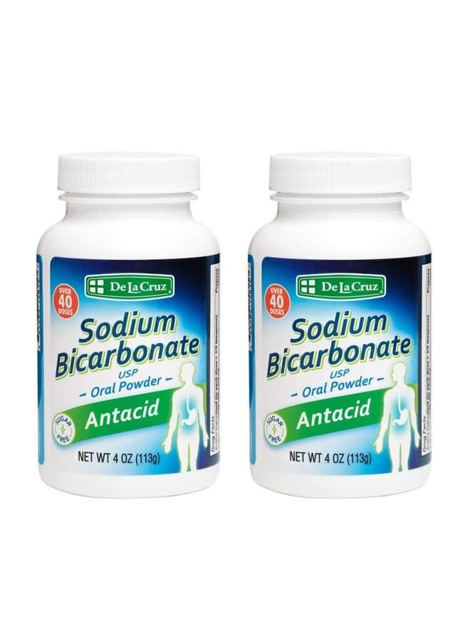 Pure Sodium Bicarbonate, USP Grade, Antacid Powder, 4 OZ. (2 Bottles)