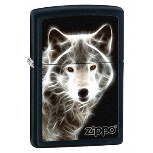 Zippo Ghostly Wolf Black Matte Pocket Lighter
