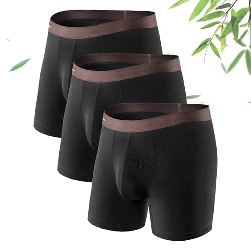 DAVID ARCHY Mens Underwear Wicking-Moisture Cooling Rayon Made From Bamboo Boxer Briefs with Support Pouch Fly 4 or 7 Pack