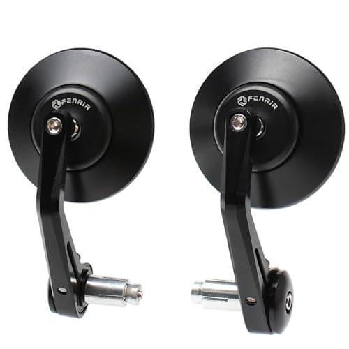 FENRIR CNC Aluminum Alloy Round Cafe Racer Retro Black Motorcycle Bar End Mirrors Side 22MM 78 Inch Handlebar Mirror Universal Rear View For M8M6 Sport Naked Street Bike Cruiser Minimoto Scooter