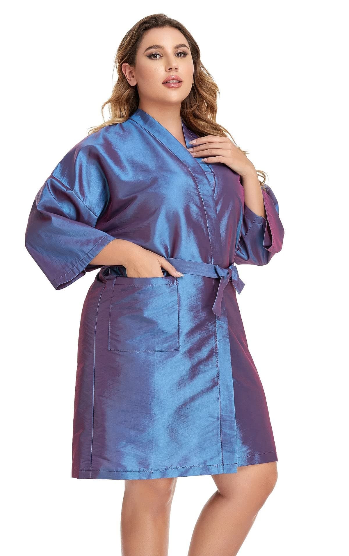 PERFEHAIR Salon Client Gown Robes Cape Hair Salon Smock for Clients Kimono Style Purple