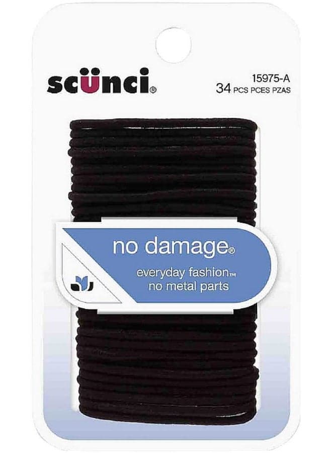 No Damage Hair Elastics, Small, Black 34 ea (Pack of 3)
