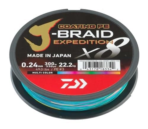 DAIWA JBraid Expedition X8E 018mm 123kg272lbs 330yds MultiColor Braided Fishing Line
