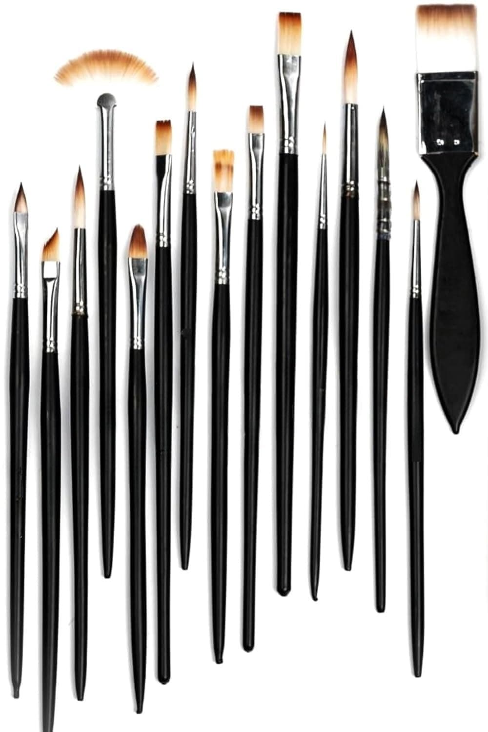 QALAM Kaari Handmade Professional Artist Painting Brush Set for Acrylic Watercolor Gouache Painting CrueltyFree 15 Assorted BrushesWood Synthetic Bristle