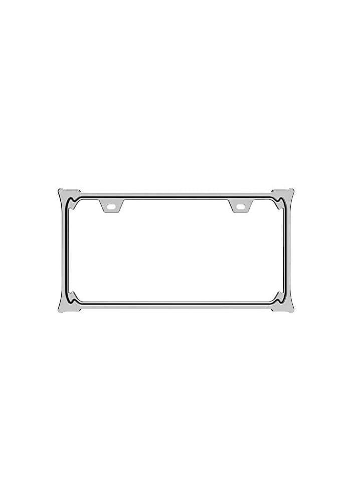 Creathome 3D Chrome License Plate Frame - Pure Zinc Alloy Metal (Horn Shape Pattern)