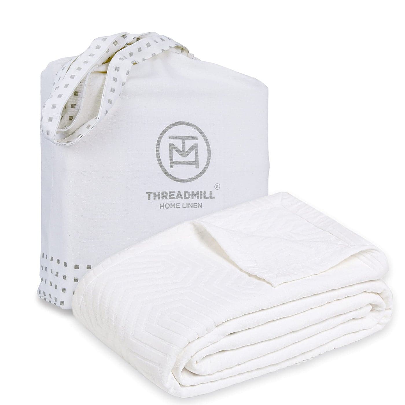 Threadmill Luxury Cotton Blankets for Twin Size Bed AllSeason 100 Cotton Twin Blanket for Bed Aster Jacquard Lightweight Soft Cozy Coverlet 350GSM 68x90 inches White