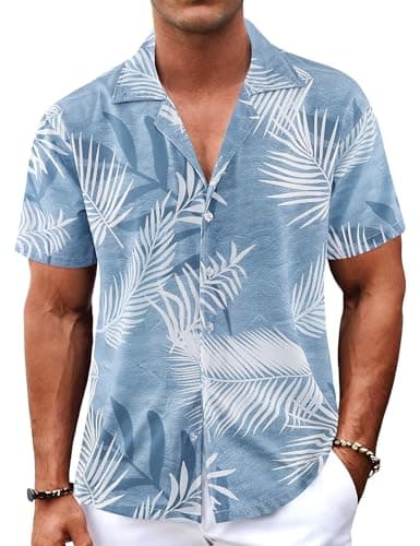BOJIN Men's Hawaiian Shirts Casual Beach Aloha Tropical Short Sleeve Shirts BJ071 1XL