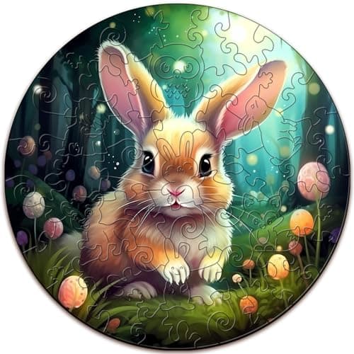 Aeekdook Wooden Puzzles for Kids Ages 48 Cute Bunny Puzzle Unique Animal Shaped Wooden Jigsaw Puzzles for Kid 50 Pieces Puzzles for Kids50pcs114 114in