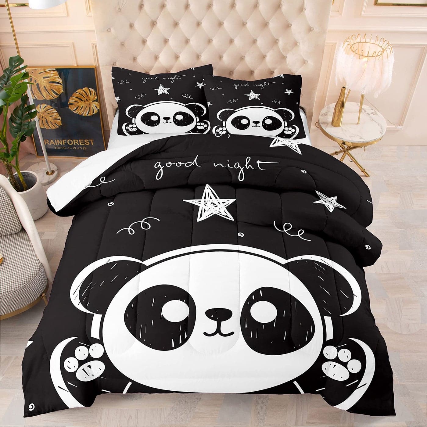 Bodhi Kids Comforter Set Cute Panda Animal Theme Bedding Set for Boys Girls Twin Size with Pillowcase