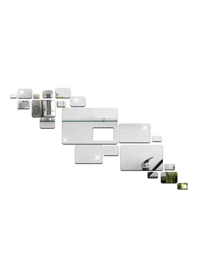Geometric Environmentally Friendly Removable Mirror Wall Sticker Silver
