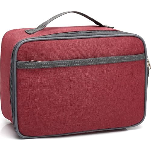 FlowFly Kids Lunch box Insulated Soft Bag Mini Cooler Back to School Thermal Meal Tote Kit for Girls, Boys,Women,Men, Deep Red