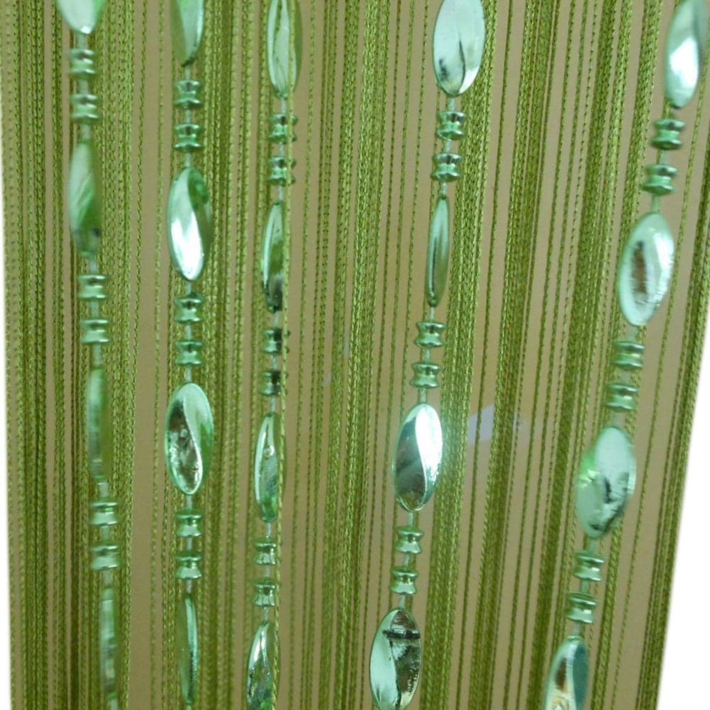 ZiDeTang Button Beaded Door Curtain Fringe Tassel Living Room Divider Curtain 3930 x 7850 Green