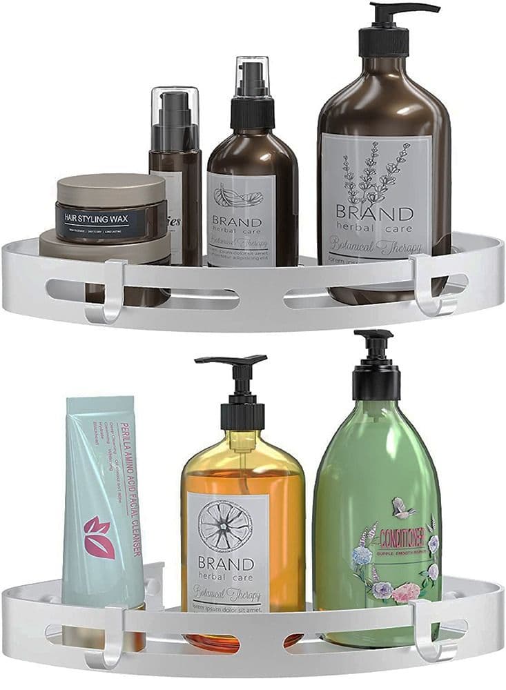 2-Piece Shower Caddy Adhesive Bathroom Corner Shelves Silver