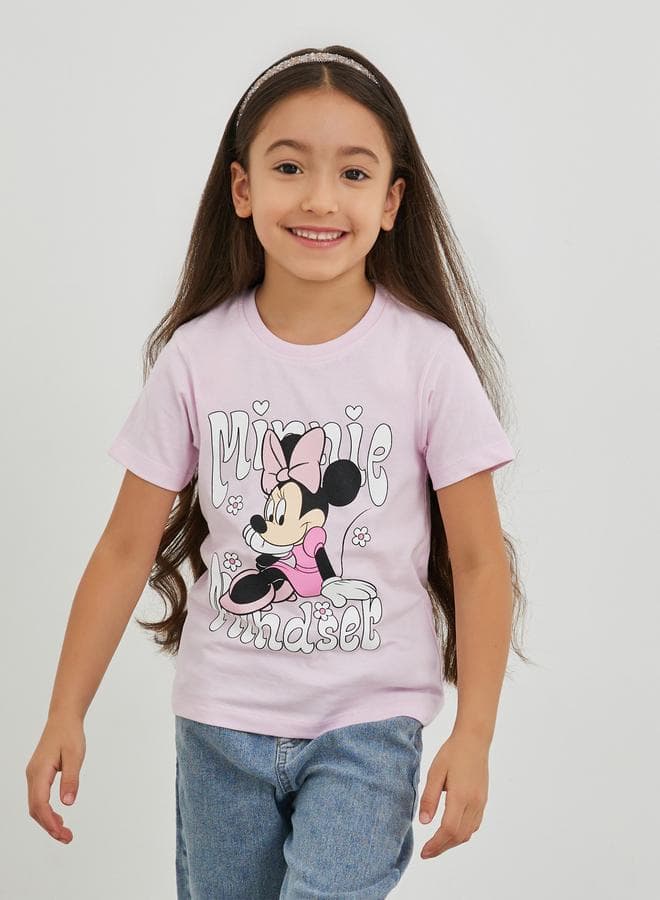 Styli Girls Minnie Mouse Print Short Sleeve Oversized T-Shirt