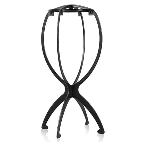 obeoby Wig Stand Portable Wig Holder Wig Head Stand for All Wigs Travel Wig black