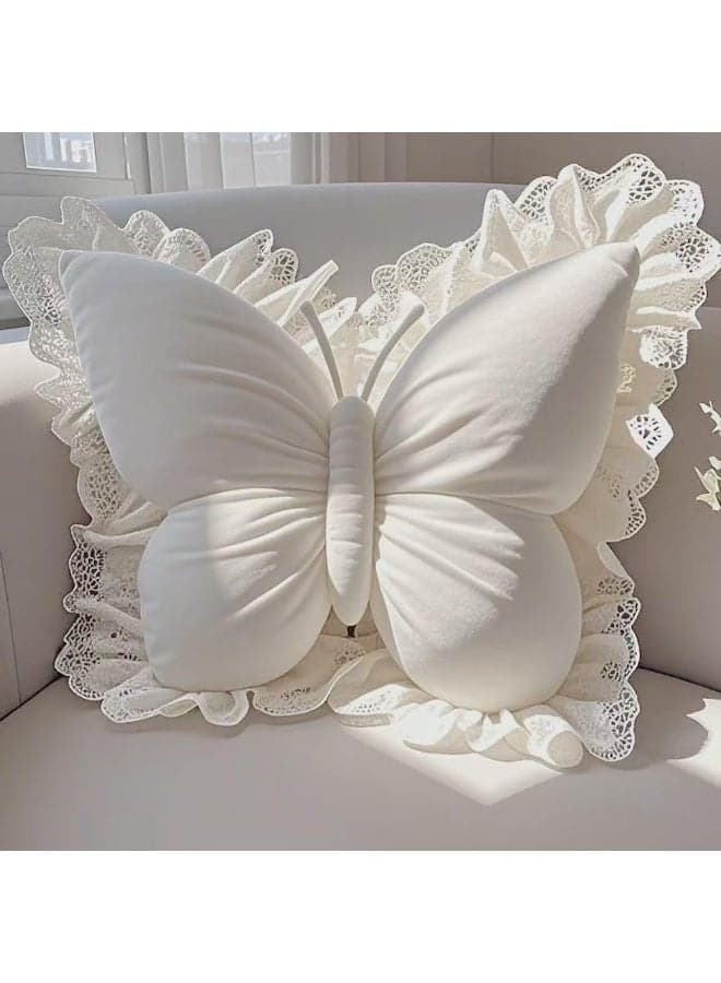 New Elegant Butterfly Pillow | Soft Lumbar Support Cushion Floral Pattern for Home Office Decor Hand Wash Solely