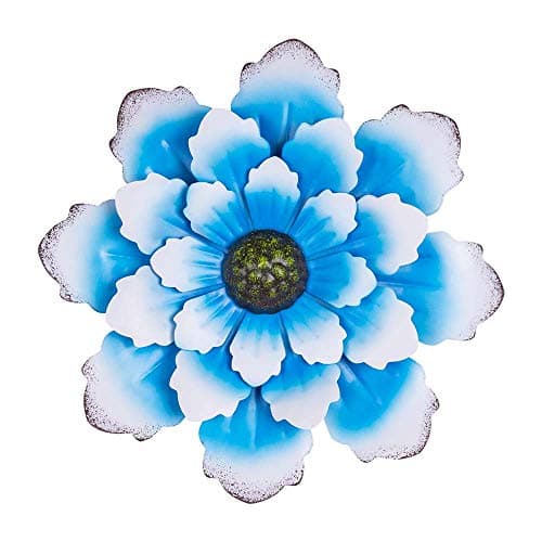 TIANCENTRAL H Rustic Wall Decor Blue Metal FLower Wall Art Hanging Wall Sculptures for Indoor or Outdoor Decorartions Garden Yard Office Bedroom Living Room Decor by 12.5"