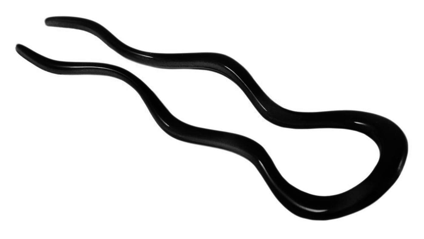Parcelona French Black 5 Inch Extra Large Wavy Crink U Shaped Hair Pin Stick (1 Count)