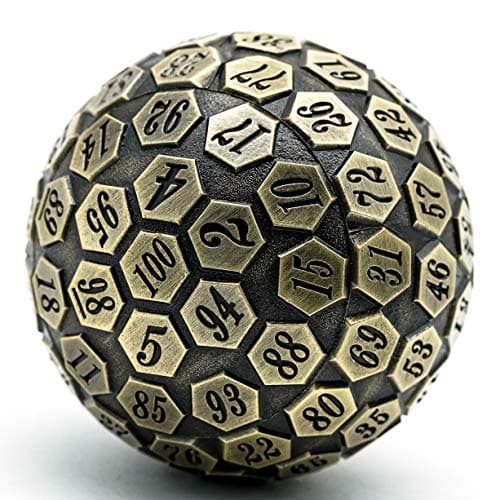 Cusdie D100 DND Metal Dice 100 Sided Giant Metal Dice Single D100 with Gift Box for RPGs Ancient Bronze
