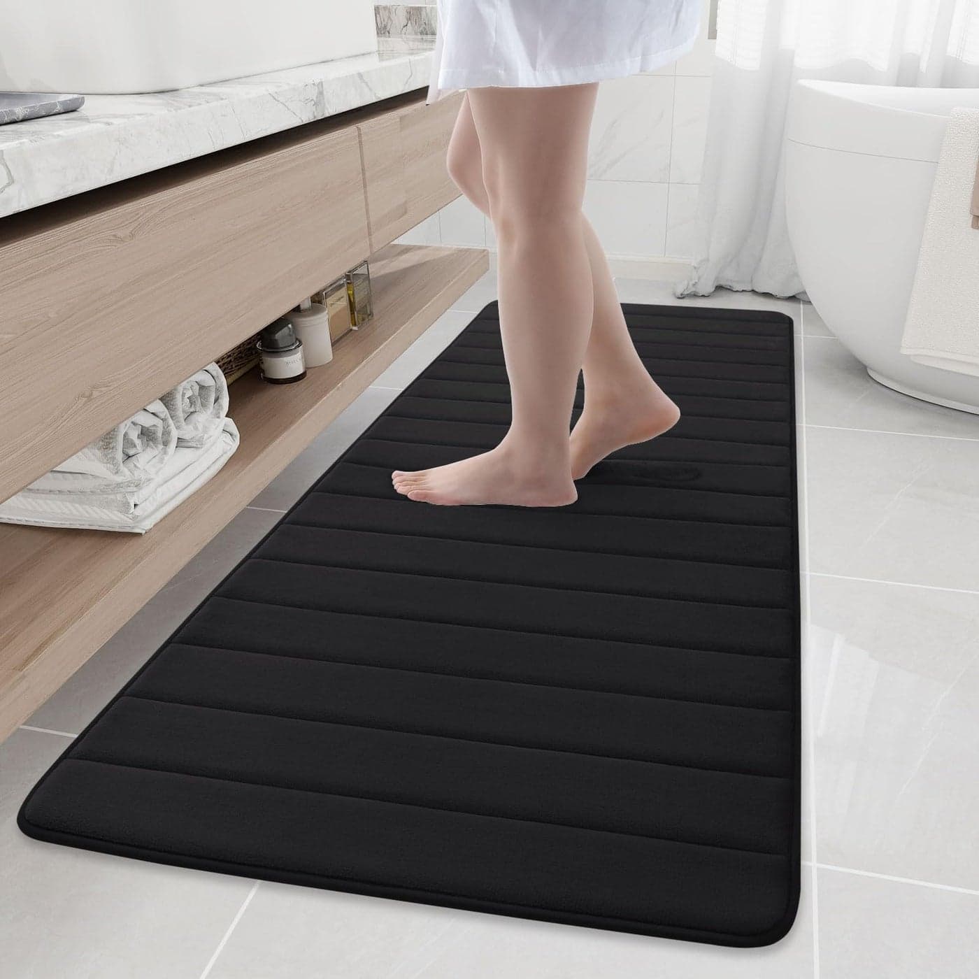 Buganda Memory Foam Bath Mat 70 x 24 Ultra Soft and NonSlip Bathroom Rugs Water Absorbent and Machine Washable Bath Rug Runner for Bathroom Shower and Tub Teal