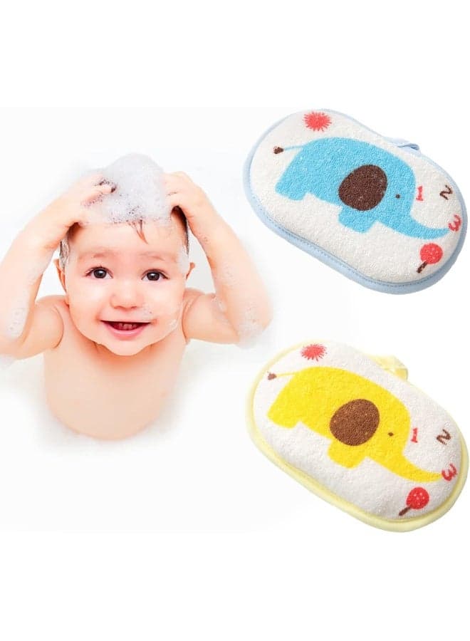 Hokoad Baby Bath Sponge, 2 Pack Cartoon Animal Style Baby Sponge for Bathing